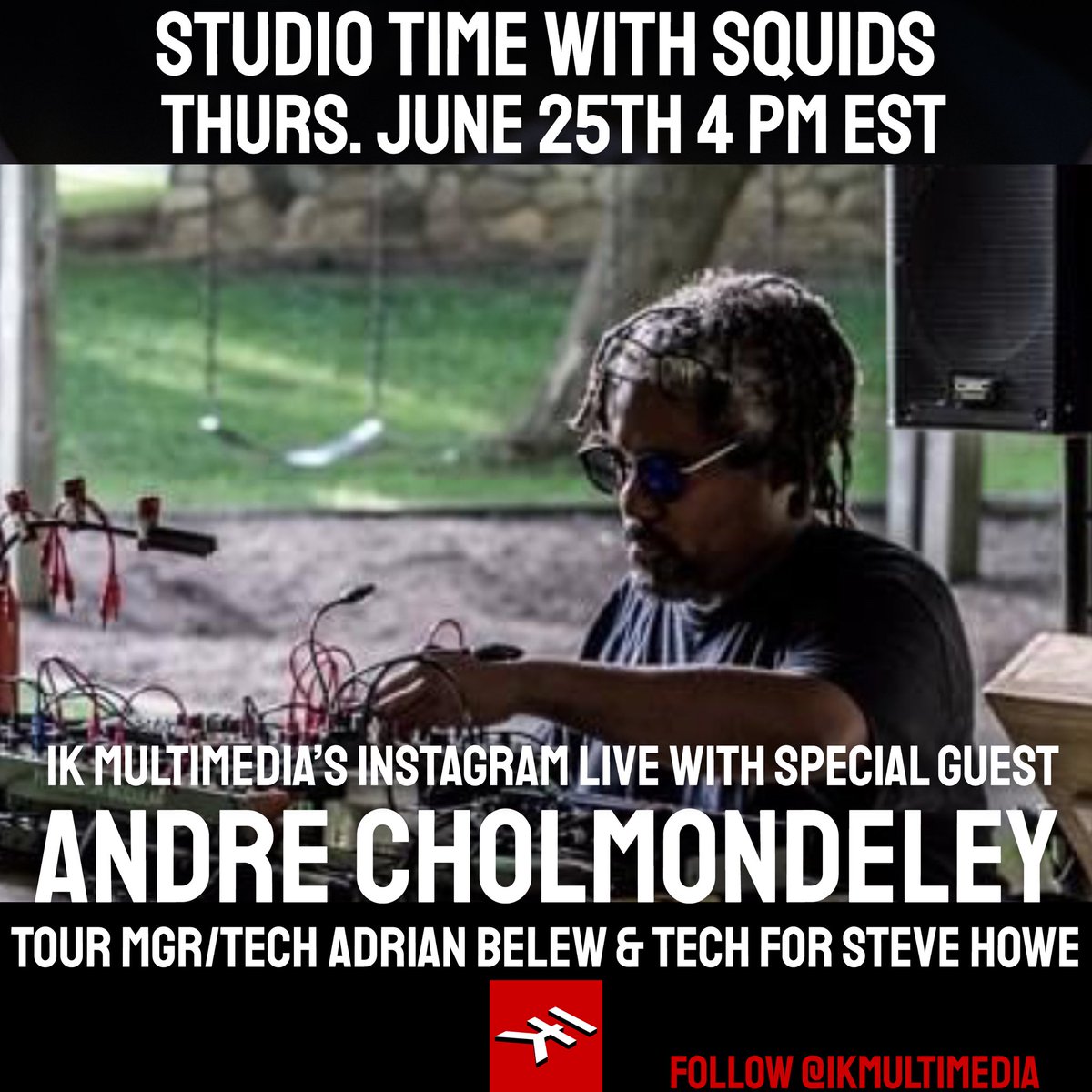 guitartour's tweet image. Today, Thu 6/25 4pm ET

instagram.com/p/CB1LIoPJWro/…

I’ll be on “Studio Time With Squids” w ⁦@davekerzner⁩
Talking prog, production, touring, electronic music, iRig Pro Duo &amp;amp; Uno. Dave gives away an IK product during show! 
@yesofficial #davekerzner @ikmultimedia  #daveik