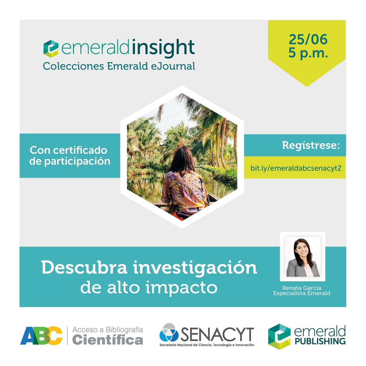 plataformaabc's tweet photo. Hoy a las 5 p.m. última sesión del día de Emerald Insight. Aún estás a  tiempo de registrarte y participar.
👇👇
 https://t.co/lzLtE4aUgh https://t.co/OGDkgO4qDR