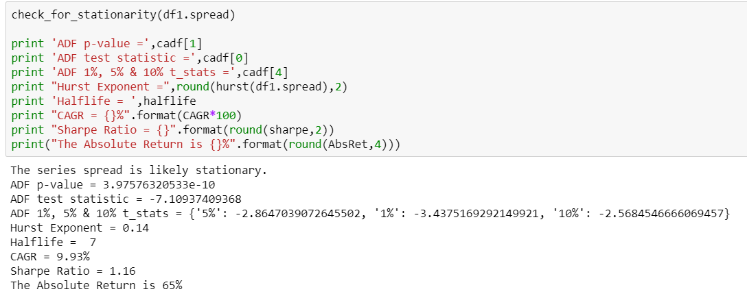 Are the assets Co-integrated? If so, is the spread ( S = Py - b*Px), stationary & mean-reverting?