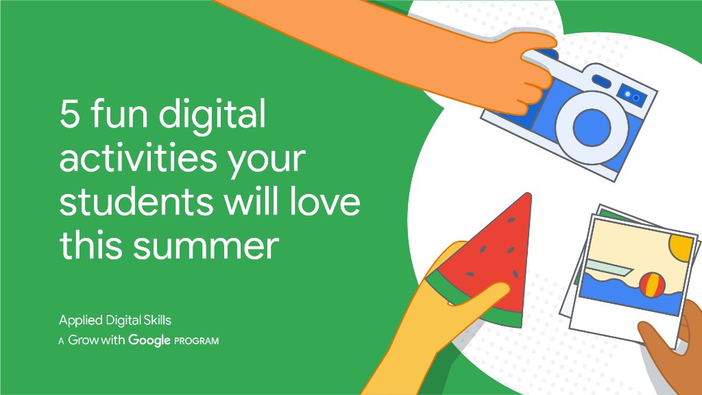GoogleForEdu's tweet image. These #AppliedDigitalSkills lessons will help students stay inspired &amp;amp; learning this ☀️:
✨Create a Vision Board
✨Stay Connected w/ #GoogleSites
✨Create a Digital Postcard
✨Create a Photo Journal in @GoogleDocs
✨Create a Scrapbook
goo.gle/3etbKWY #GrowWithGoogle