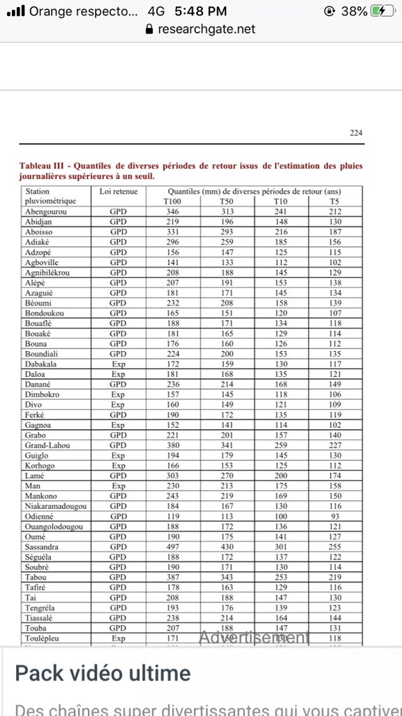 Dans l’interprétation, une telle pluie est STATISTIQUEMENT dépassée UNE FOIS chaque 100 ans. C’est statistique, c’est vrai, mais quand c’est dépassé l’intervalle de 100 ans est remis à zéro. Ça permet de mesurer l’intensité de la pluie. 3/