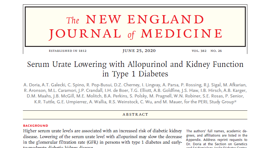 NephrologyatUHN's tweet photo. Congratulations to Dr. David Cherney and the PERL team on the article published in NEJM “Serum Urate Lowering with Allopurinol and Kidney Function in Type 1 Diabetes" #uhnnephrology #nephroed #uhn https://t.co/WWTRjn5NTl