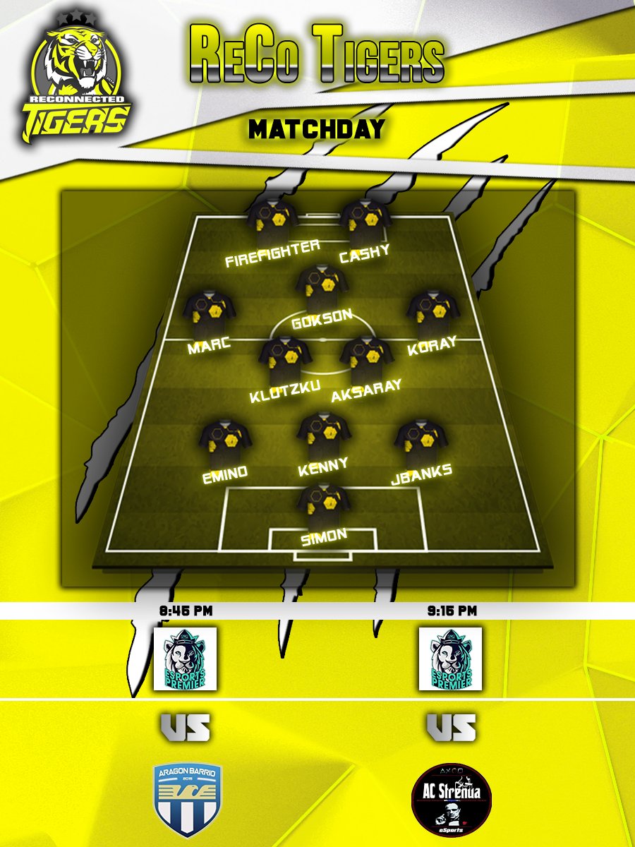ReCoTigersCF's tweet photo. Matchday @OfficialVPG 

#1

🏆 | @VPGPremier VPGPrem
🆚 | @AragonBarrio 
⏰ | 21.45 Uhr

#2

🏆 | #VPGPrem
🆚 | @ACStrenua 
⏰ | 22.15 Uhr

https://t.co/FzSDI5kQ5t
https://t.co/FzSDI5kQ5t
https://t.co/FzSDI5kQ5t https://t.co/ZegDAzq49D