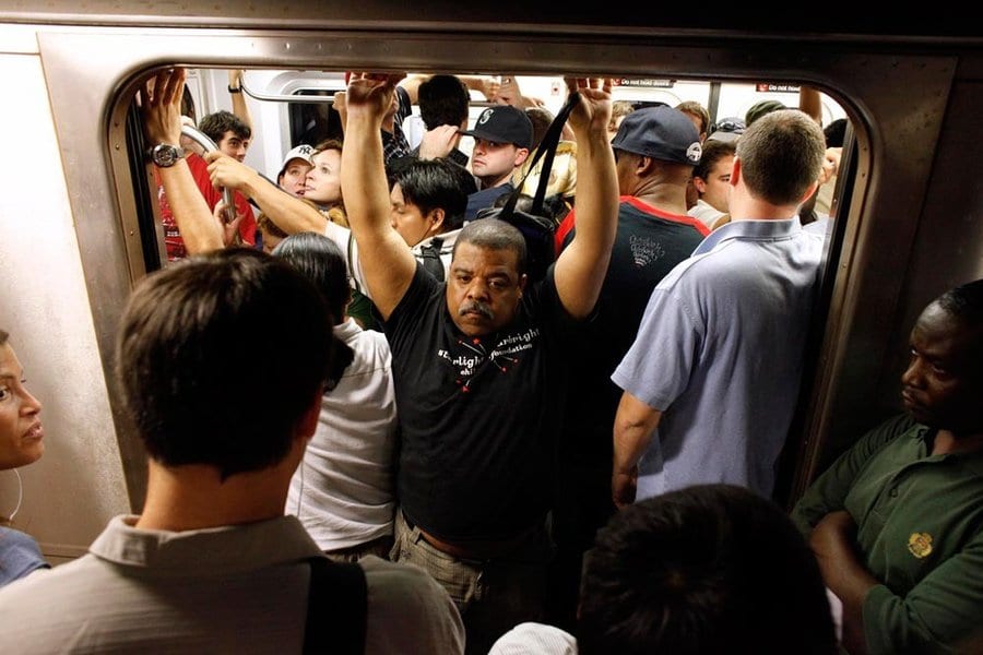 The New York City subway system is the antithesis of social distancing, where five people struggle for dear life, each to claim five inches of space on the ubiquitous straphanger’s pole.