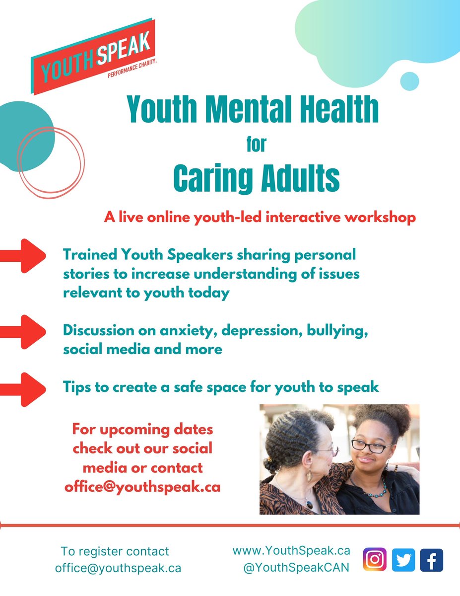 GetTogetherTO's tweet photo. Check out @YouthSpeakCAN live online youth-led interactive workshop on Youth Mental Health for Caring Adults. Visit our events calendar to register https://t.co/igS3qwj6Ou  #Youth #MentalHealth #GetTogetherTO #communitypartners #Wellbeing https://t.co/On6QtUQC4w