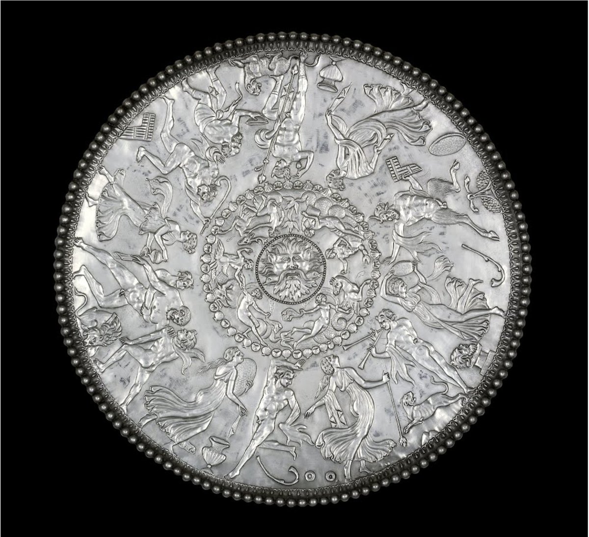 This is hard to beat, the Great Dish, part of the Mildenhall Treasure, depicting Oceanus and Dionysiac scenes, fourth century, the British Museum.
© Trustees of the British Museum.

#TheBritishMuseum #MildenhallTreasure