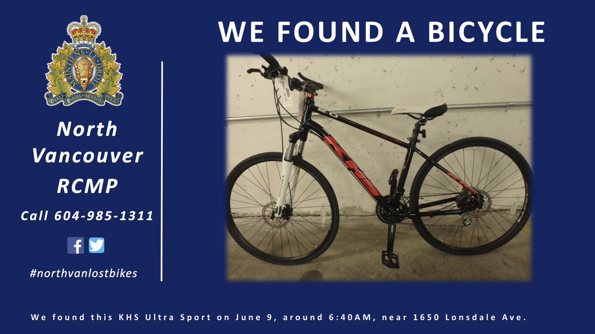 nvanrcmp's tweet photo. Hey #NorthVan, we found some more bikes! All four were found on the morning of June 9th. We've got a:

• KHS Ultra Sport
• Specialized DirtJam Pro
• Aries A9
• Specialized Rock Hopper

Please share so that we can try and reunite these beauties with their owners! https://t.co/Myc8u8Cegg