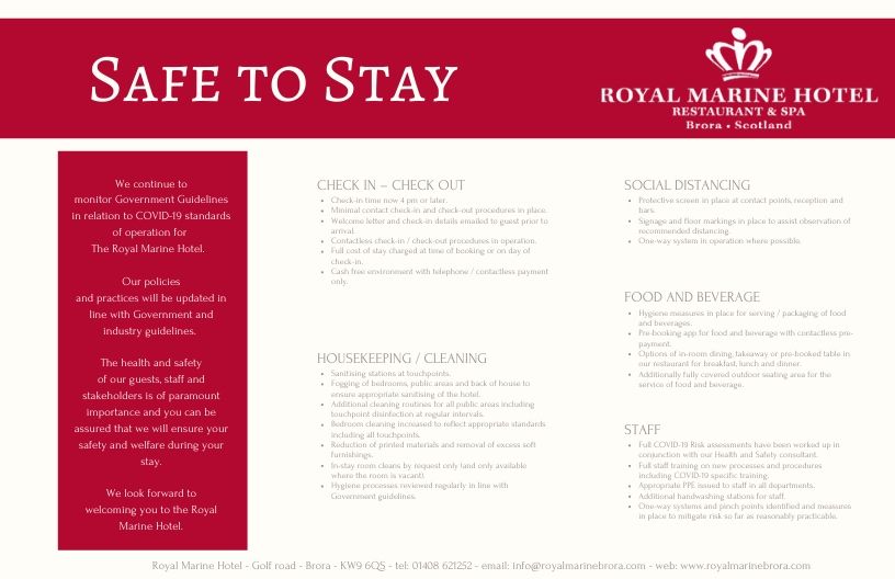 HOTEL AND LINKS APARTMENTS 
REOPENING 22 JULY

We have been working hard in the background to ensure the hotel and apartments are in line with new COVID Secure standards and we look forward to welcoming you back from Wednesday 22nd July, Government guidelines permitting.