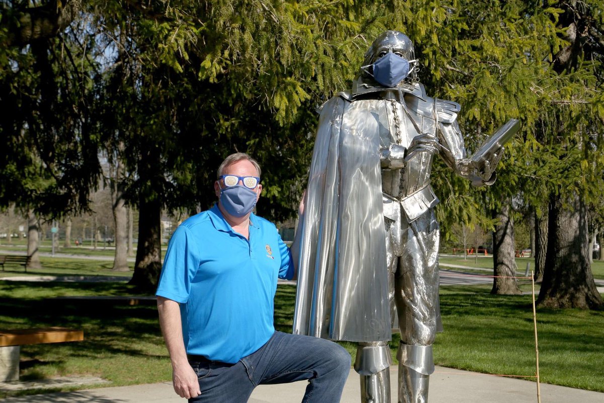 Today we celebrated President Brent Shackleton's year as president. Congratulations on a great year! Brent has been a vigilant supporter of our project to encourage everyone to wear a mask when out in public places where social distancing is difficult to do. <a href="/RCStratford/">Rotary Club of Stratford</a>