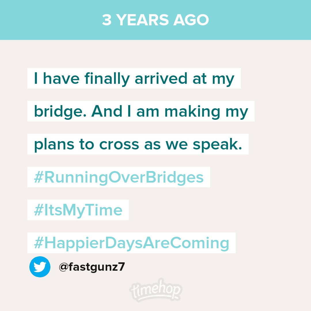 fastgunz7's tweet photo. It may have taken me 3 yrs, but it's happening this weekend. #RunningOverBridges #NewLife #ItsMyTime #TimeToBeHappyAgain https://t.co/jjU6TzSOMZ