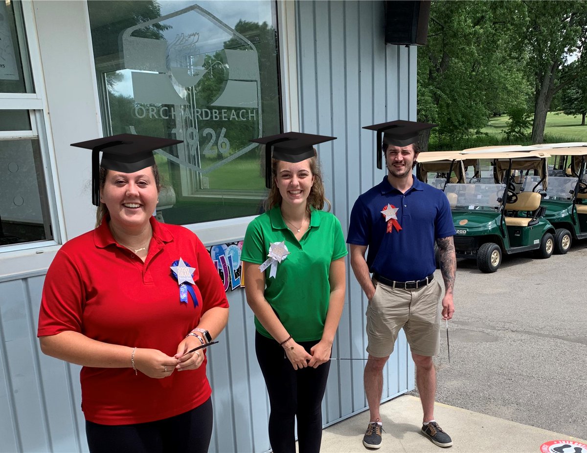 OBGolfCourse's tweet photo. We are applauding our amaZing staff today as they are graduating!! Jessica and Hannah are graduating from Keswick High School and Ryan from Brock University with a BA in Sports Management. Please join us in congratulating them all on achieving these milestones. Way to go Grads! https://t.co/OA0S66owGi