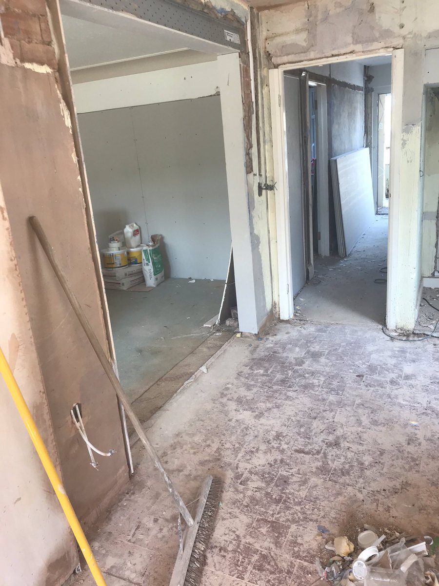 J7Construction's tweet photo. Progess!
1930’s semi refurb.
 Blocked up lounge to dining room and opened up kitchen into dining room.
Will be a great family space #wrexham #refurb #building https://t.co/IJvipg7BBR