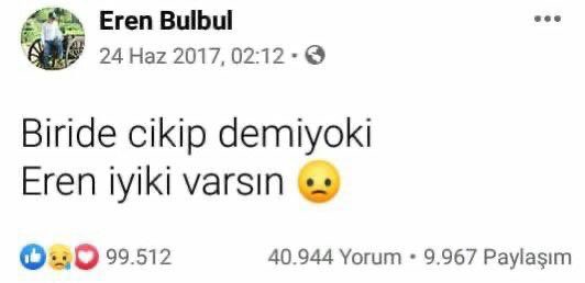 Bütün Anadolu ve ötesi diyor ki:
 #İyikivarsınEren