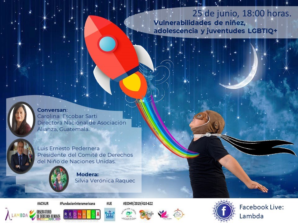 Hoy a las 18:00 horas No se olviden de seguir este live a través de facebook: Niñez, adolescencia y juventudes LGBTI facebook.com/events/s/vulne…

#LGBTIQ #LGBTI #Orgullo2020