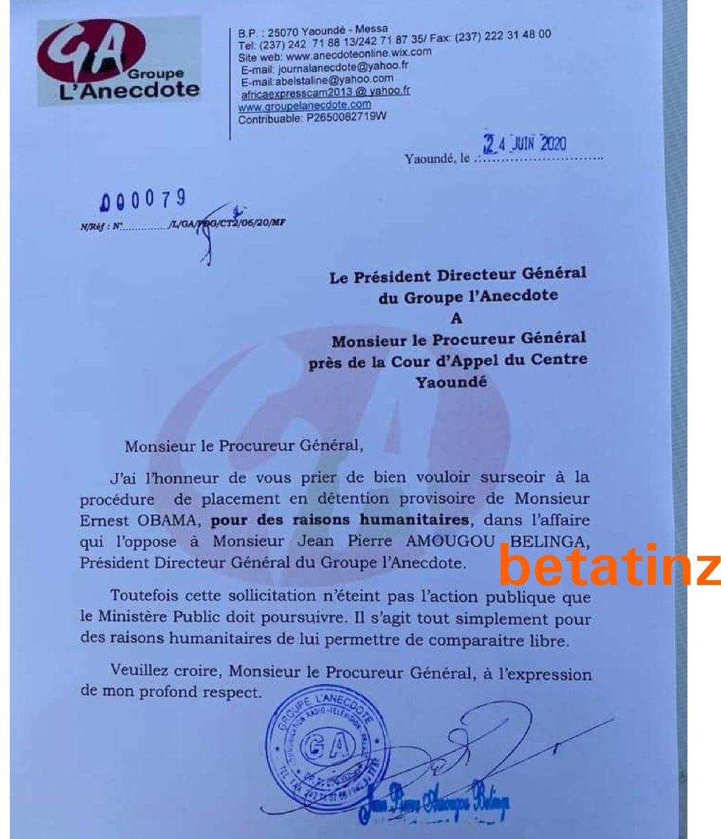 Beta Tinz Betapipol Ernest Obama Dey Free Afta 7 Days For Ngata Amougou Belinga Don Drop All Charges Dem Against E Amougou Belinga Say E Drop The Charges Dem Na