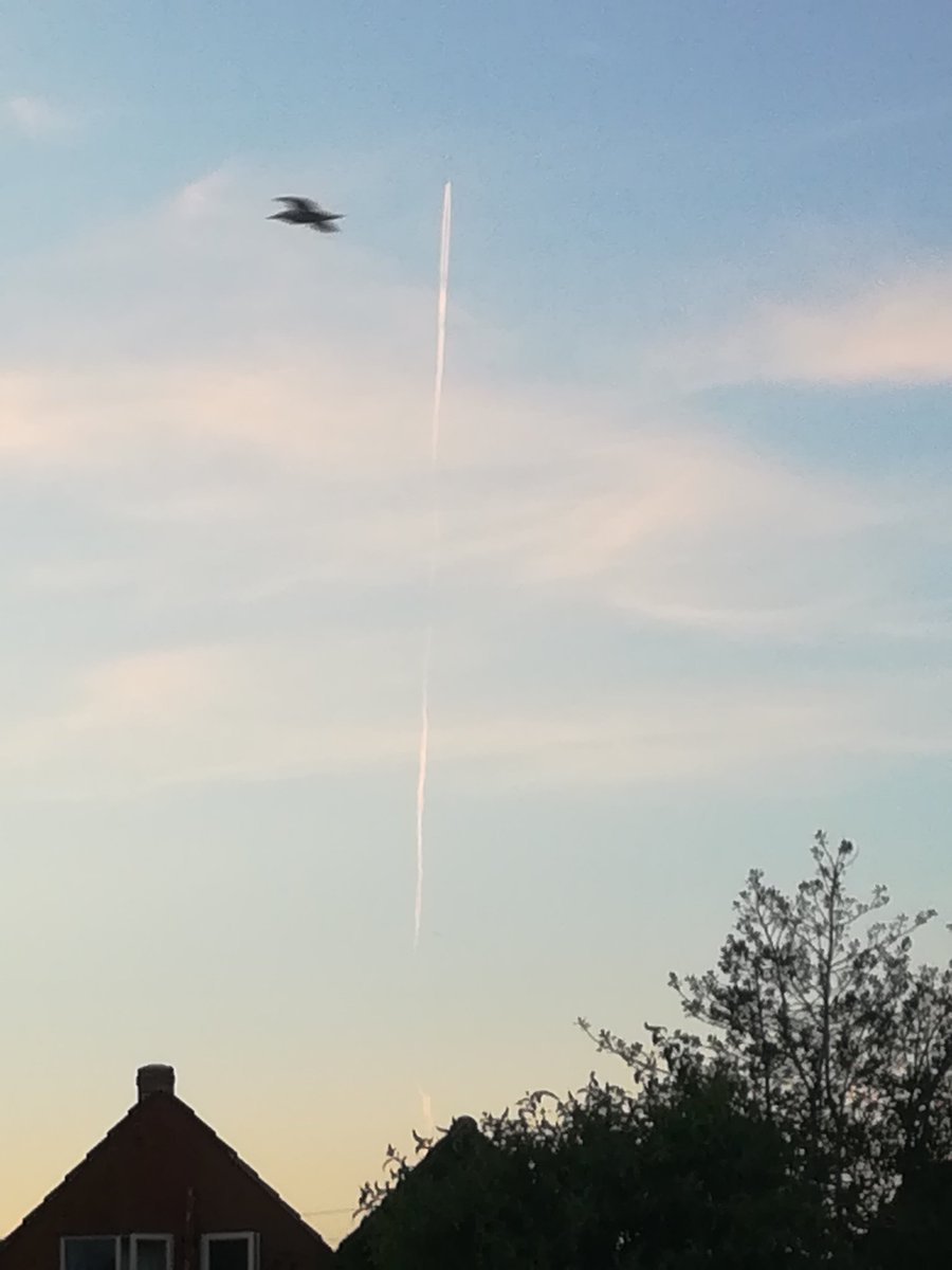 ANGLINGLADY's tweet photo. Never noticed a plane flying at this angle or direction before over our house.... And trust me, 3 months in lockdown working in my living room I would have noticed!..... Is it a rocket?! 😂😂😂🚀🚀🚀🚀🚀🚀 #plane #strange #newflightpath https://t.co/pMYnBPQSg1