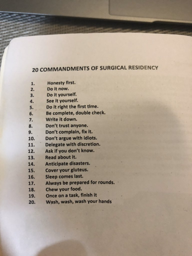 SeanPerezMD's tweet photo. For everybody on #MedTwitter starting #surgery residency, I present to you my favorite page from a handbook I had on a peds surg elective! Good luck out there fam! https://t.co/ePBtkd7xiR