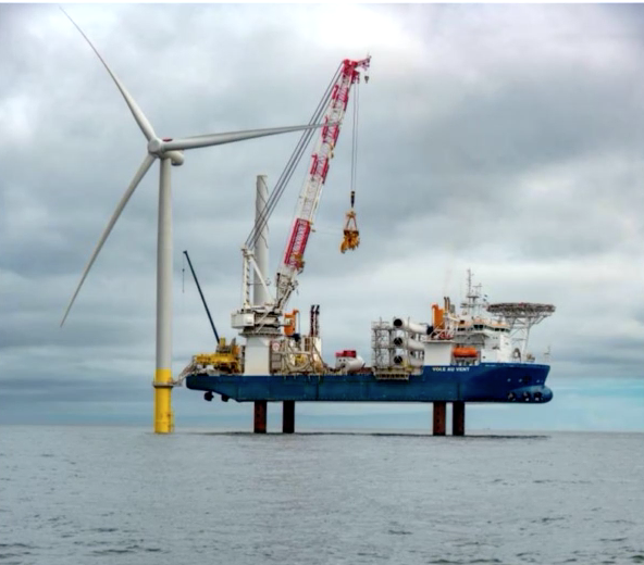 WorkBoat's tweet photo. First offshore wind turbine goes up on federal lease https://t.co/wrrcxwwV9A https://t.co/IZg6L57rk0
