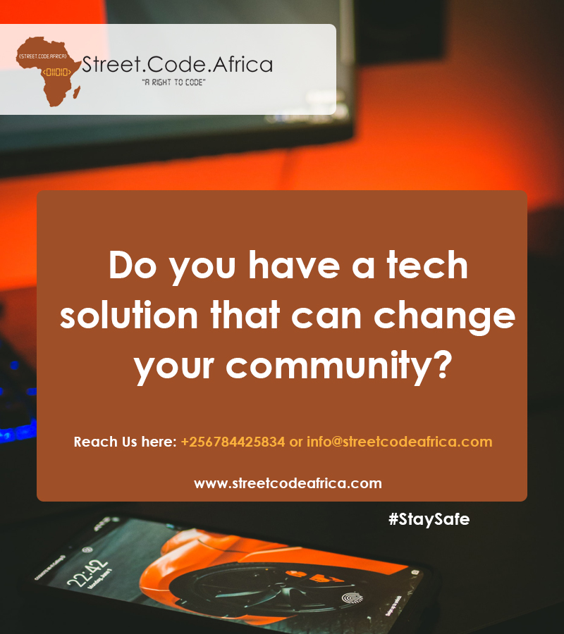 CodingAfrica's tweet image. Do you have a tech solution that can change your community? Reach Us Here: WhatsApp: +256784425834 or Email Us on: info@streetcodeafrica.com #CodingAfrica #CovidTech
