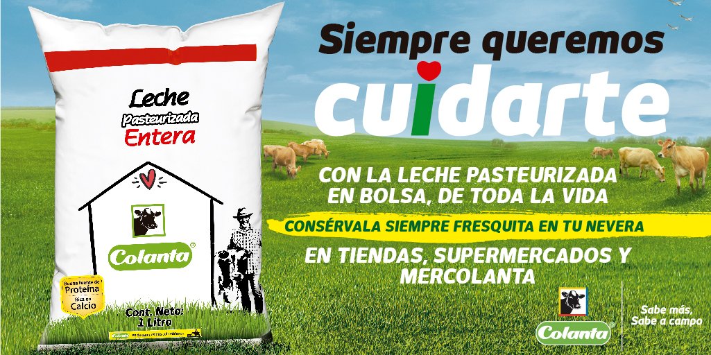 ColantaOficial's tweet photo. Queremos cuidarte con la leche pasteurizada de toda la vida.
Encuéntrala en tiendas, supermercados y @mercolanta.
#ColantaSabeACampo #Leche #Fresca #Pasteurizada https://t.co/mrF4we5mE4