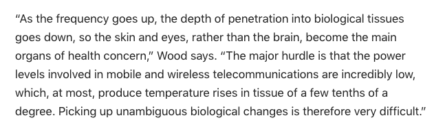 ...moins les ondes pénètrent dans le corps. Bon résumé dans Nature:  https://www.nature.com/articles/d42473-019-00009-7 que l'on pourrait résumer par cette citation: