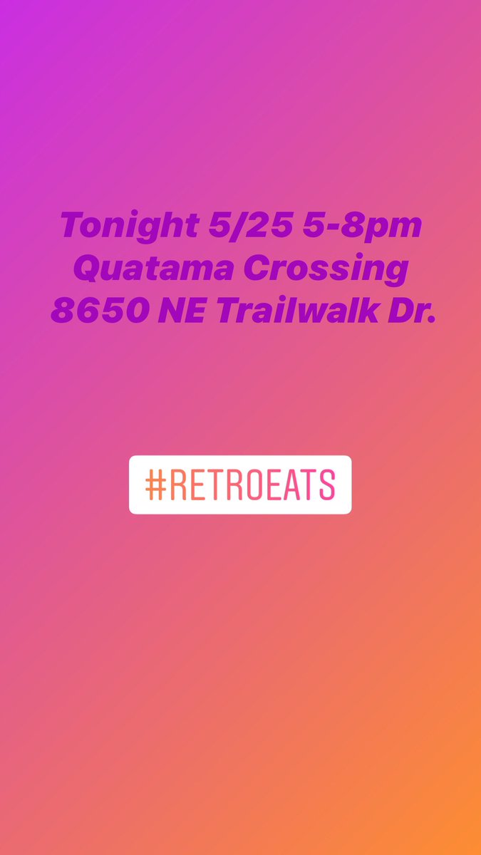 #retroeats destination tonight. 
Quatama Crossing. 5-8pm
8650 NE Trailwalk Dr.