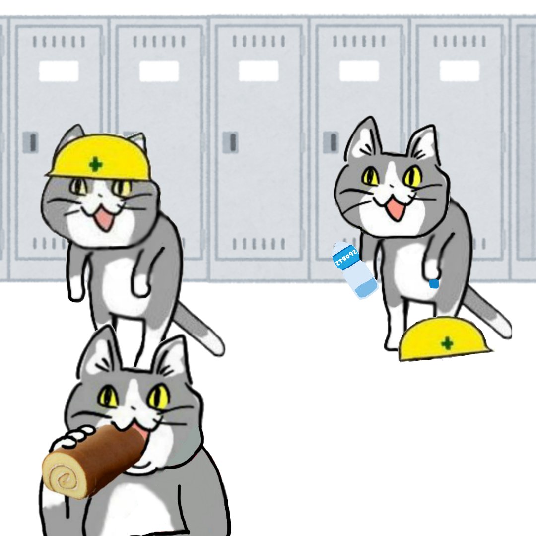 no humans cat locker hardhat helmet locker room :3  illustration images