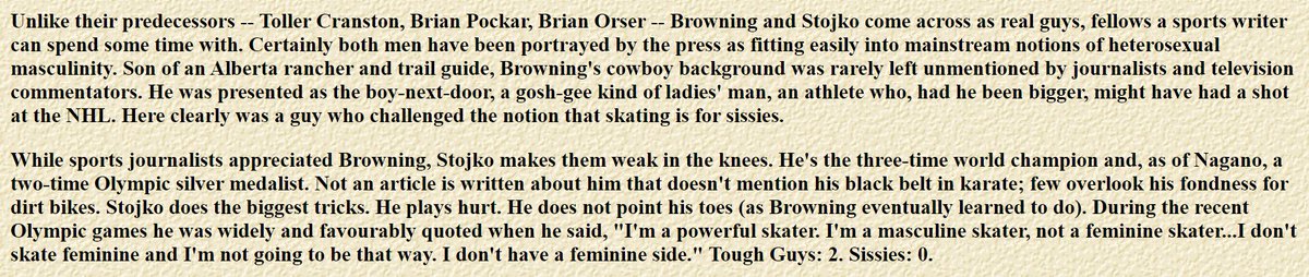 The second article, by the same professor, dives again on the "masculinity" as a trait to make a sport "acceptable" in the western world"So What's the Problem with Wussy Sports?" https://www.plover.com/rainbowice/mla2.html