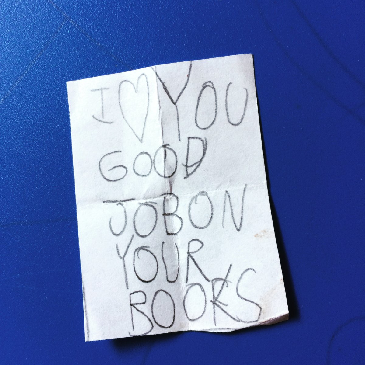 5dcreative's tweet photo. Received this 1 inch note from my 6 year old. Sometimes even the smallest encouragement speaks the loudest. ❤️ #kidnotes #parenting #authorsofinstagram #author #dadlife https://t.co/jbOSC4EU0B