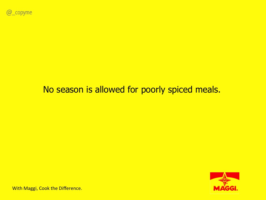 olusholadimeji's tweet image. Yeah #copywritingchallenge is back

Day 94: Maggi

#braindump #copywriting #copywritersunite #advertising #creatives #pressads #olusholaoladimeji
