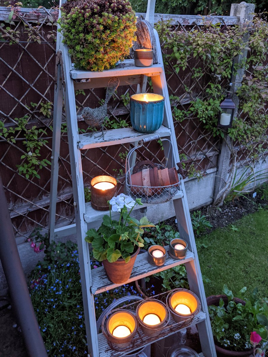 HonestHeadteac1's tweet photo. A well earned and much needed peaceful evening sat out with my ladder of light accompanied by bird song. #HTwellbeing #relaxation https://t.co/nwpa07u7E0