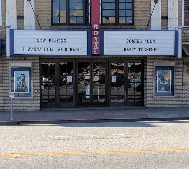 I live three blocks from the Royal, and walking by it one day after lockdown started, I noticed them advertising a fake Zemeckis-Wong double bill as a friendly message about the days of social distancing. 2/