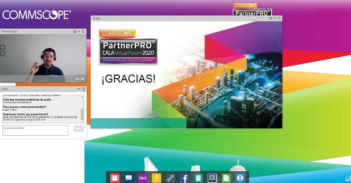 redesalsur's tweet image. 💻 Hoy participamos del #CALAVirtualForum 2020 de  @CommscopeLATAM , evento dirigido a su comunidad de partners 👥 en el que se  invita a visualizar hacia donde va el mundo para 🚀 redefinir juntos el futuro.
.
#partnerpro
#commscope
@CommScope
#bettertogether
#commscopecala