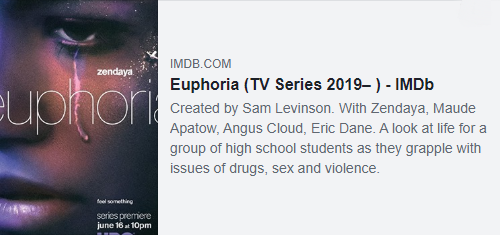 Ianwhodares's tweet photo. #IanRecommends @euphoriaHBO on @NOWTV & @skytv. An incredible series, took me by the throat & didn't let go. Dealing with heavy issues in a believable and gripping fashion, the characters & events are so affecting you watch with your heart in your mouth! #TVseries #BoxSet @HBO https://t.co/yTKtKHsQZY