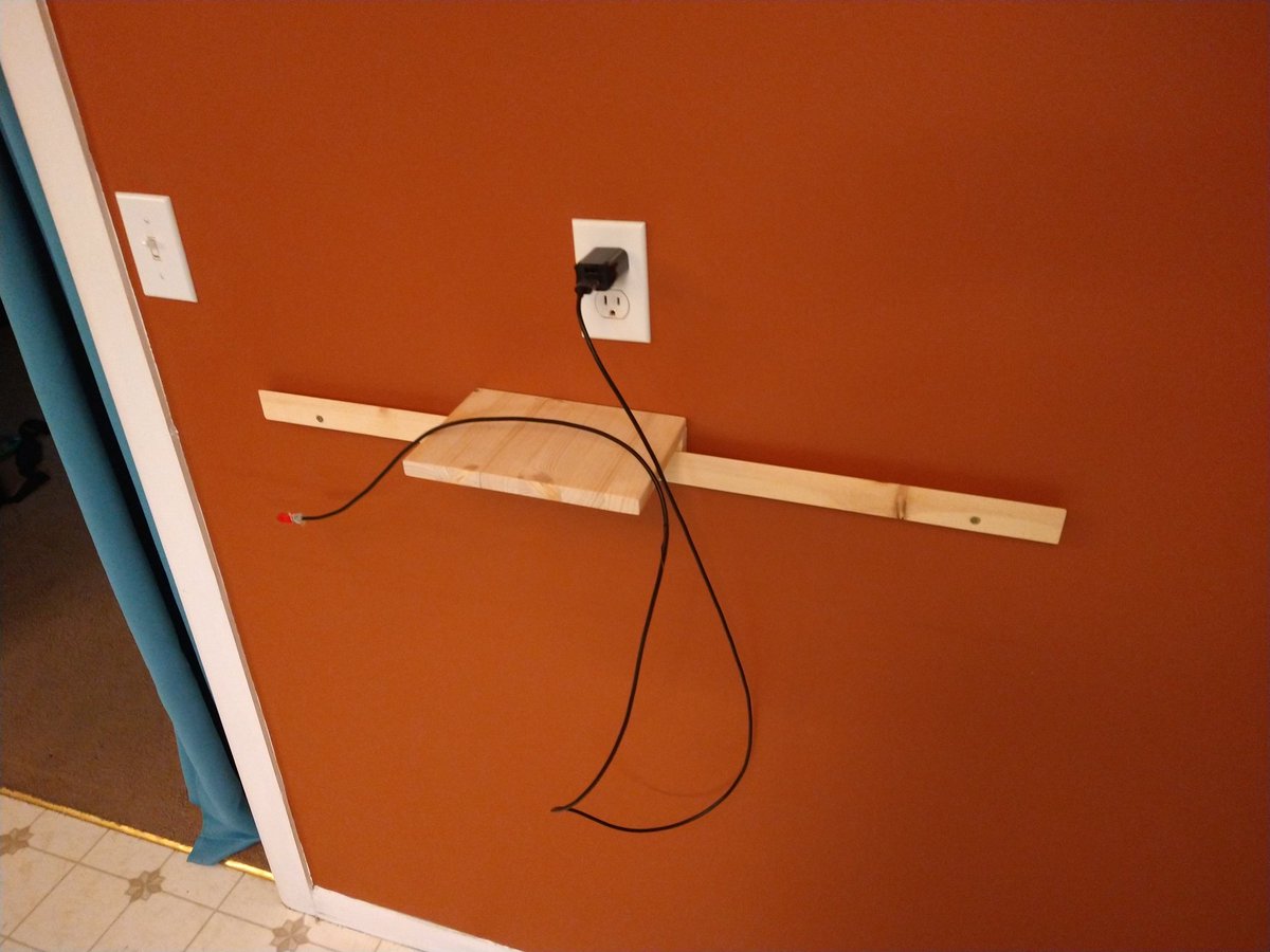 ofthedove's tweet photo. I made a shelf! It can hold things! But not many things, the glue isn't dry yet... But at least the phone won't be on the floor now! https://t.co/G8eGtqtjzC