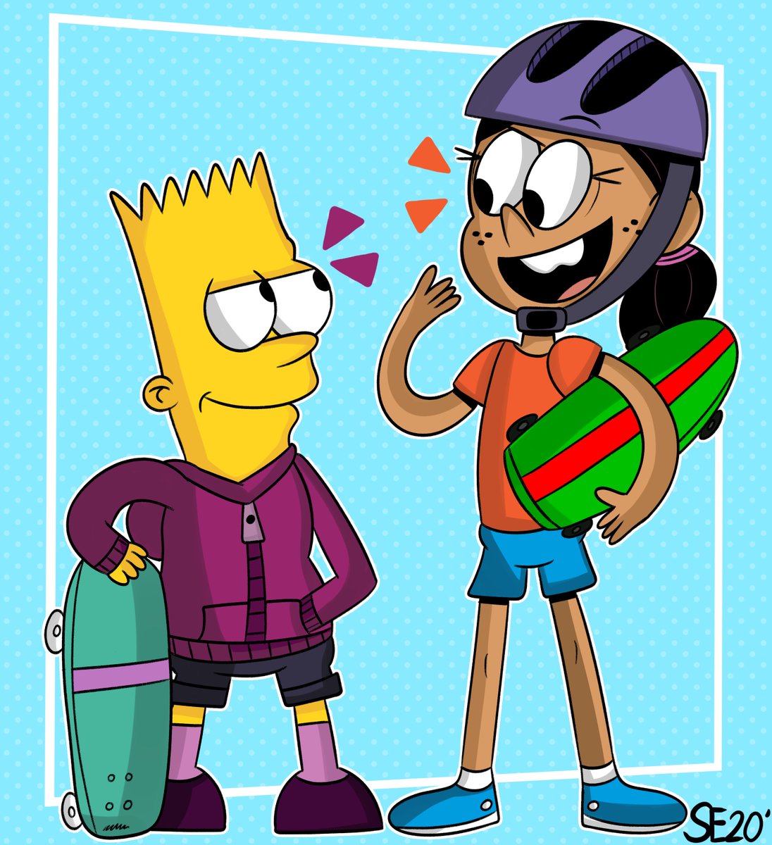My two favorite fictional skateboarders🛹💞 #TheLoudHouse #TheCasagrandes #RonnieAnneSantiago #TheSimpsons #BartSimpson #ClothesSwap