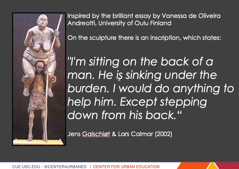 This sculpture located in Copenhagen clearly depicts what <a href="/darrenwalker/">Darren Walker</a> is talking about: Racial Justice requires giving up power. Click on the link to read his op-ed titled "Are you willing to give up your privilege?" mailchi.mp/fordfoundation… <a href="/FordFoundation/">Ford Foundation</a> <a href="/ebensimon/">Estela Bensimon</a>