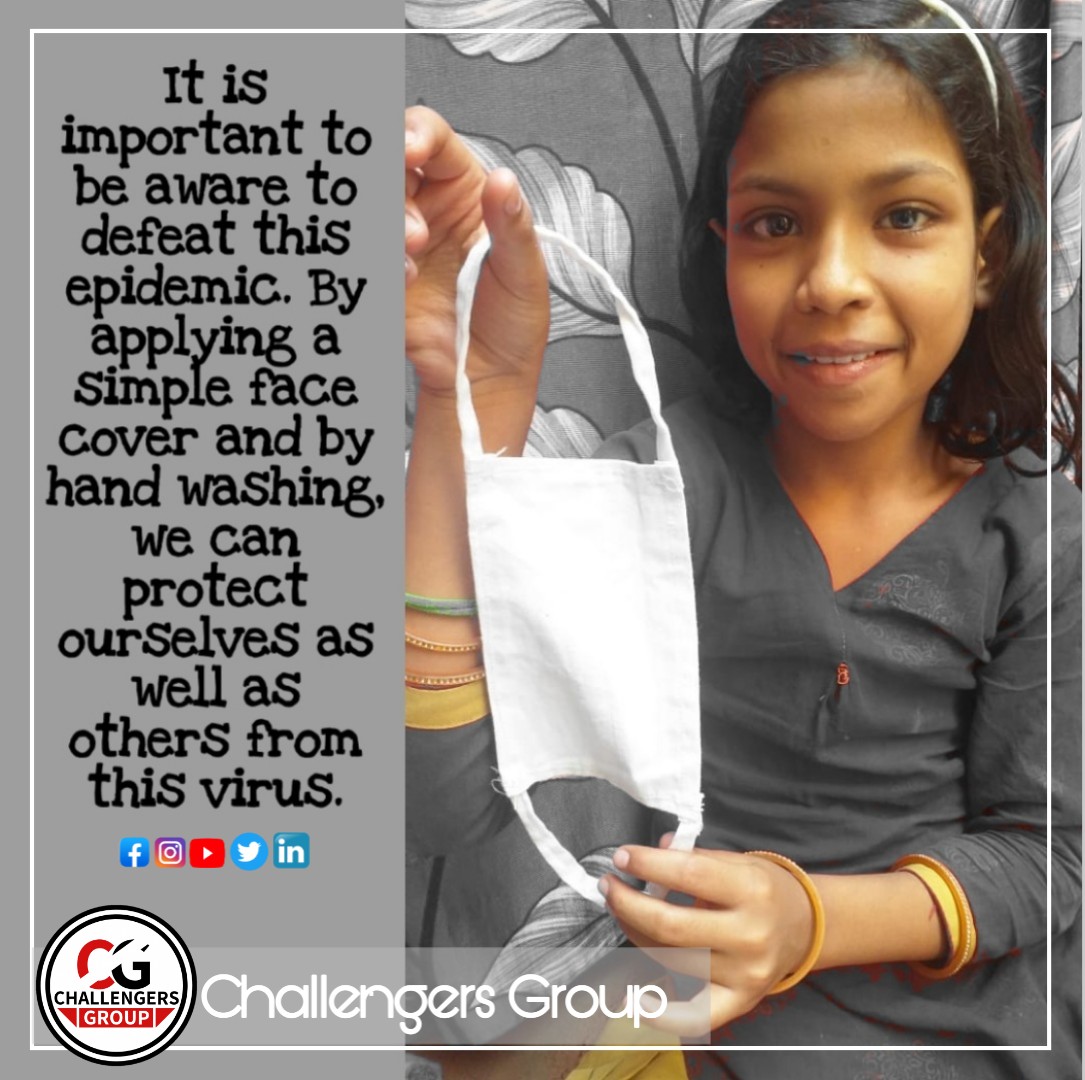 challengersgut's tweet photo. It is important to be aware to defeat this epidemic. By applying a simple #face_cover and by #hand_washing we can protect ourselves as well as others from this virus.
#BeAware
#Handwash
#Coronaयोद्धा
#WearAMask
#InThisTogether 
#IndiaFightsCorona
#Team #Challengers_Group https://t.co/GriyM5trIO