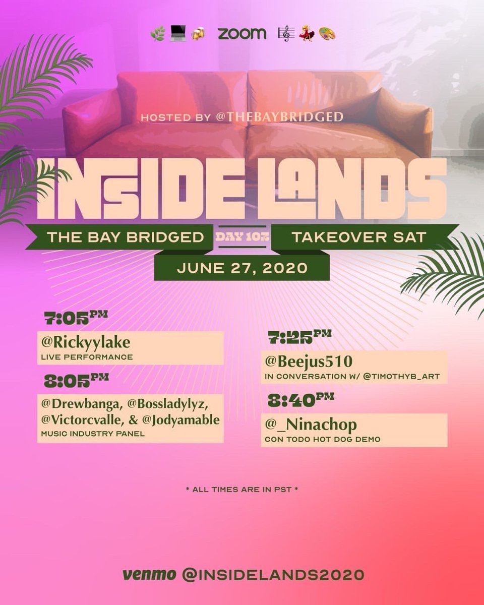 talking independent music &amp; race this Saturday with the Inside Lands folx, brought to you by the amazing <a href="/thebaybridged/">The Bay Bridged</a>. tune in with me, @DrewwwBanga, <a href="/LyzLuke/">Lyz Luke</a> y <a href="/JodyAmable/">Jody</a>!

mark ya calendars for the full day because there’s a whole beautiful slate of things happening.