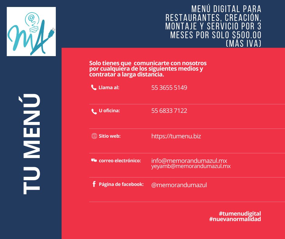memorandumazul's tweet photo. #tumenudigital, #tumenu, #memorandumazul, #tumenuqr https://t.co/2SOmV6oKCy