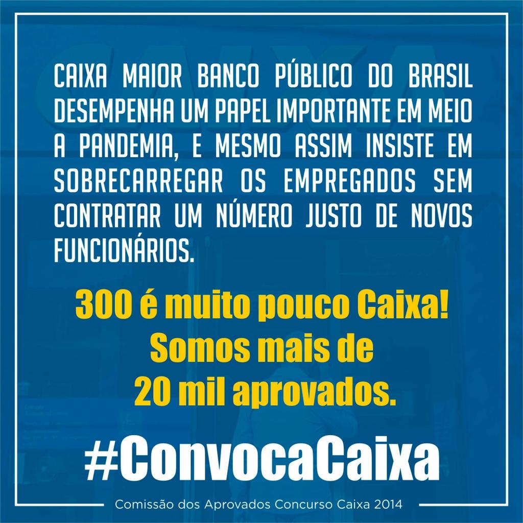 AprovadosPetro's tweet photo. O maior Banco Público precisa de mais empregados!

#ConvocaCaixa @Caixa
@jairbolsonaro @CacaLeao @MPTDFTO @monicabergamo @UOLNoticias @MinCidadania @MinEconomia @correio @CNNBrasil @g1 @BandNews @erikakokay @ZeRicardoAM @davialcolumbre @RodrigoMaia @SenadorKajuru https://t.co/arThWHNYUJ