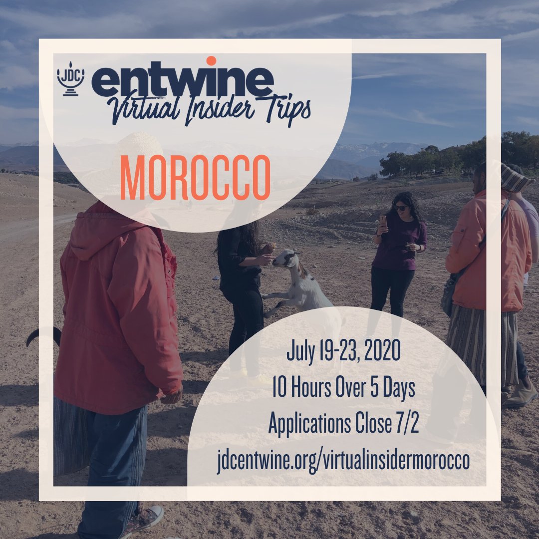 Want to travel but skip the jetlag? Join the Virtual Insider Trip for Jewish Young Professionals! Take in the sights, sounds, and tastes of Morocco through sensory experiences while learning how to contribute to and support the global Jewish community. jdcentwine.org/virtualinsider…