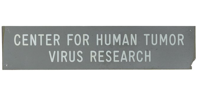 In 1983, Dr. Jay Levy led one of the teams that isolated HIV, the virus which can lead to AIDS. This sign hung in their laboratory.