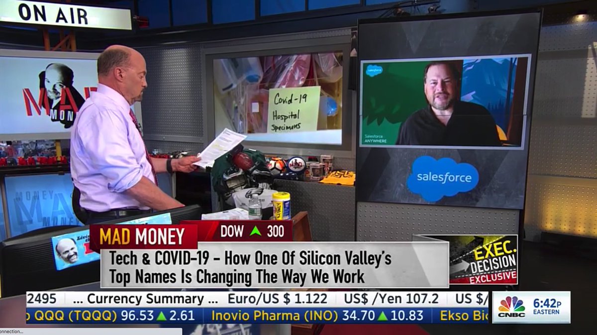 danieljpeter's tweet image. The future of work looks like what we are already doing.

We are working from anywhere.

#SalesforceAnywhere #TDX20

@jimcramer talks to @Benioff on @MadMoneyOnCNBC
