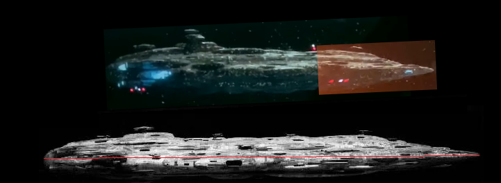 The MC-80 was based on the same CG model for the Home One, which appeared on Galaxy's Edge and before that it was made for the 2011 Star Tours. There are a lot of differences between this model and the RotJ physical model. From proportions to details.