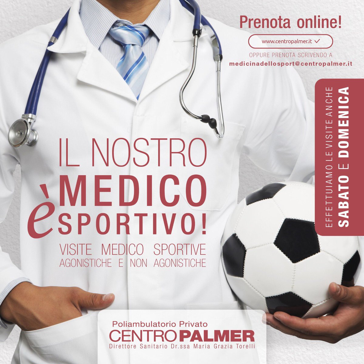 CentroPalmer's tweet photo. Visite Medico Sportive Agonistiche e non Agonistiche presso i nostri centri di Reggio Emilia e Rubiera. Anche il sabato e la domenica, aperti tutta estate. Per prenotazioni 0522/792400 - 0522/1754500 #medicinadellosport #visitesportive #reggioemilia #rubiera #sport #salute https://t.co/jPDTMQIKT2