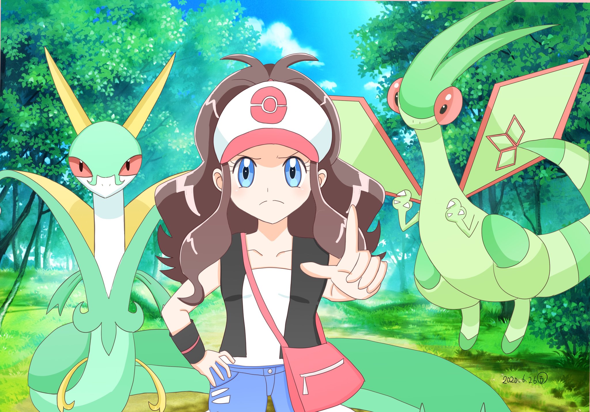 桃太郎 Pa Twitter ポケモンbwの主人公のトウコちゃん アップしてたラフを清書 推しポケモン２匹追加した フライゴン結構自信作 無駄にズーム ジャローダ様は初めて真面目に描いたけどこれじゃない感満載 もっと頑張る イラスト練習 絵描きさんとつながり