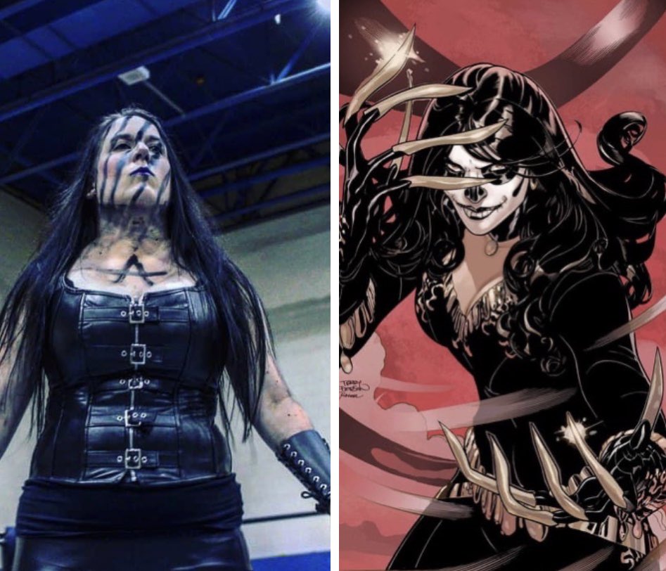 AdiraUnleashed's tweet photo. Getting in on this trend 😄👍🏻

Me vs animated me 

⚙️⛓💀⛓⚙️

#adira #ladydeathstrike #deathdealer #mevsanimatedme #yourendishere #prowrestling #womenswrestling https://t.co/oe558PHNb9