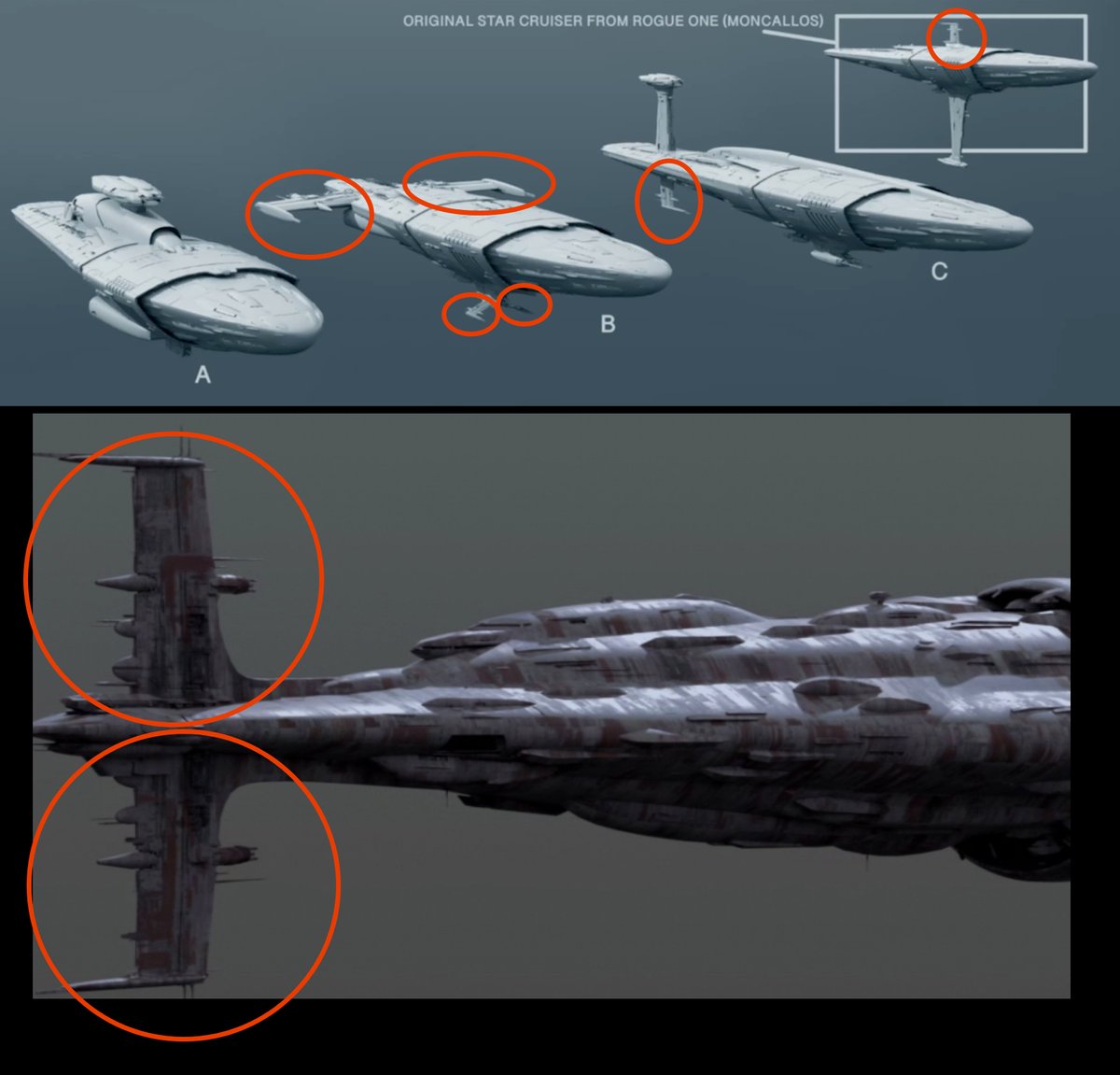 About the randomized parts (and this will bother the people who want some logic in their ship design). Those puzzle pieces appear on all sizes randomly through the different ships. For example, this is the same Communications Transmission Mast the Profundity has
