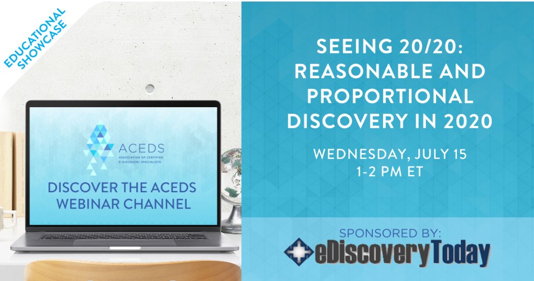 Got balance? Join Mandi Ross, Doug Austin, and me for a complimentary <a href="/acedsonline/">ACEDS</a> webinar on July 15th at 1pm ET/12pm CT as we discuss what proportionality in #ediscovery means and why demonstrating it doesn't have to be a high wire act for lawyers. bit.ly/31hz4mx